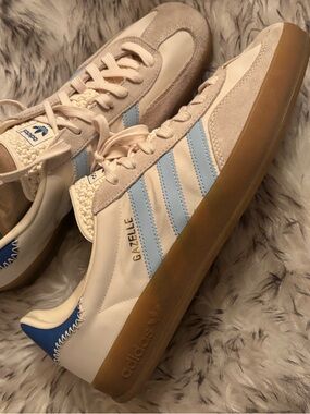adidas Gazelle Cream Blue Gum Athletic Shoes